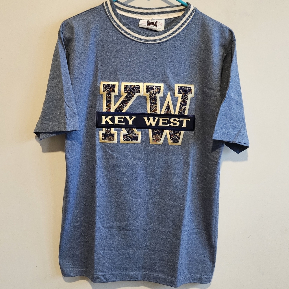 Vintage 80s Key West Florida Embroidered T-Shirt - Size Medium - Made in the USA